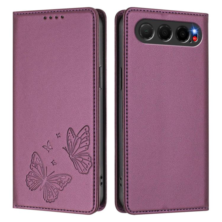 For ZTE nubia Air 5G Strong Magnetic Dual Butterfly RFID Vegan Leather Phone Case
