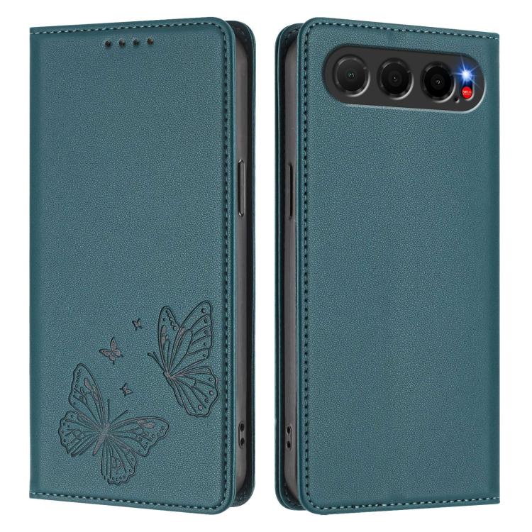 For ZTE nubia Air 5G Strong Magnetic Dual Butterfly RFID Vegan Leather Phone Case