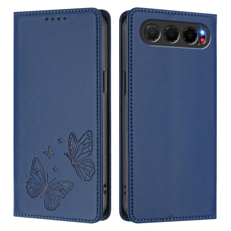 For ZTE nubia Air 5G Strong Magnetic Dual Butterfly RFID Vegan Leather Phone Case