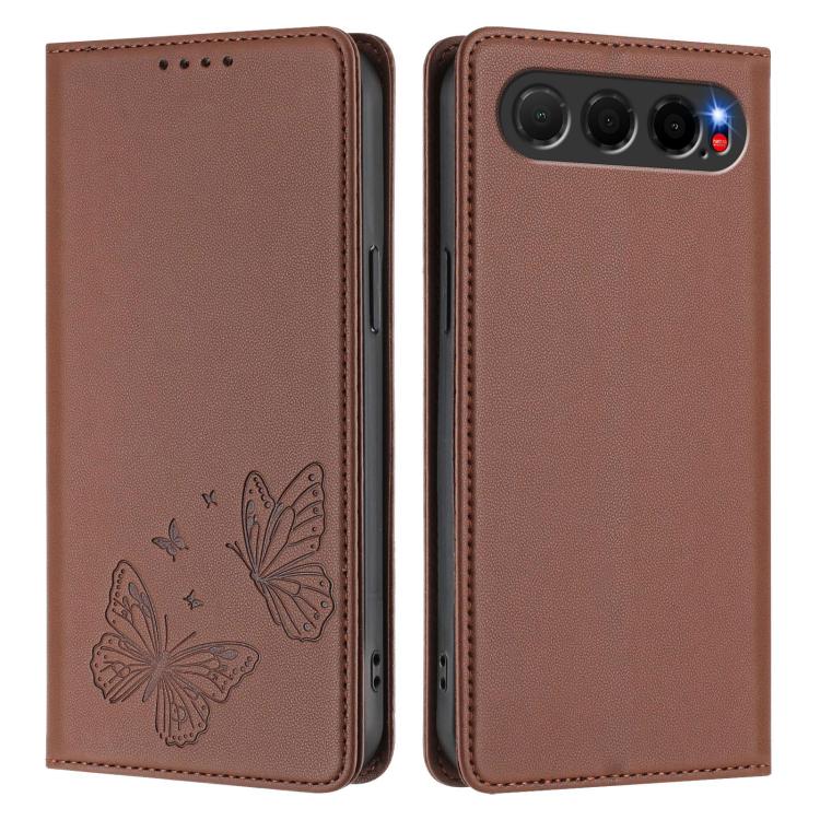 For ZTE nubia Air 5G Strong Magnetic Dual Butterfly RFID Vegan Leather Phone Case