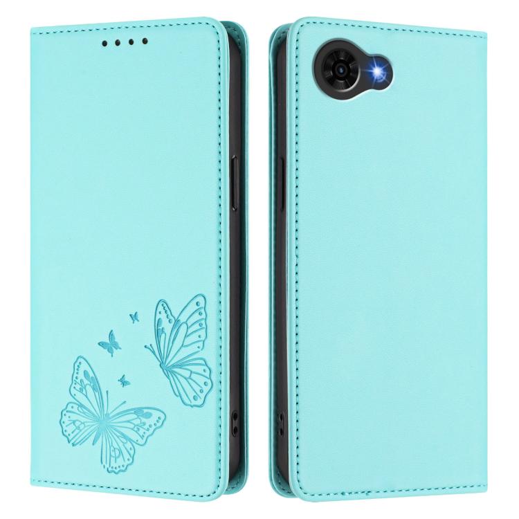 For ZTE nubia S2e A597ZT / S2R / S2 Lite Strong Magnetic Dual Butterfly RFID Vegan Leather Phone Case