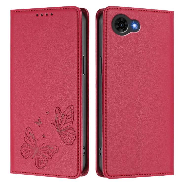 For ZTE nubia S2e A597ZT / S2R / S2 Lite Strong Magnetic Dual Butterfly RFID Vegan Leather Phone Case