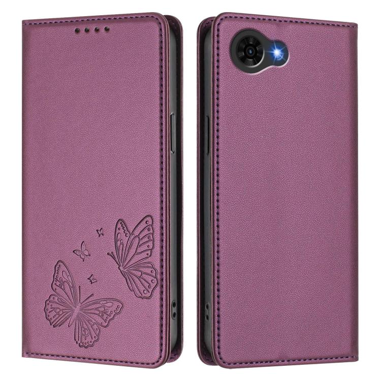 For ZTE nubia S2e A597ZT / S2R / S2 Lite Strong Magnetic Dual Butterfly RFID Vegan Leather Phone Case