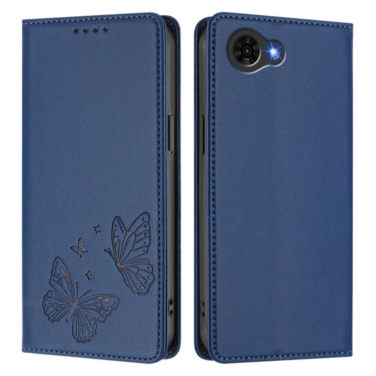 For ZTE nubia S2e A597ZT / S2R / S2 Lite Strong Magnetic Dual Butterfly RFID Vegan Leather Phone Case
