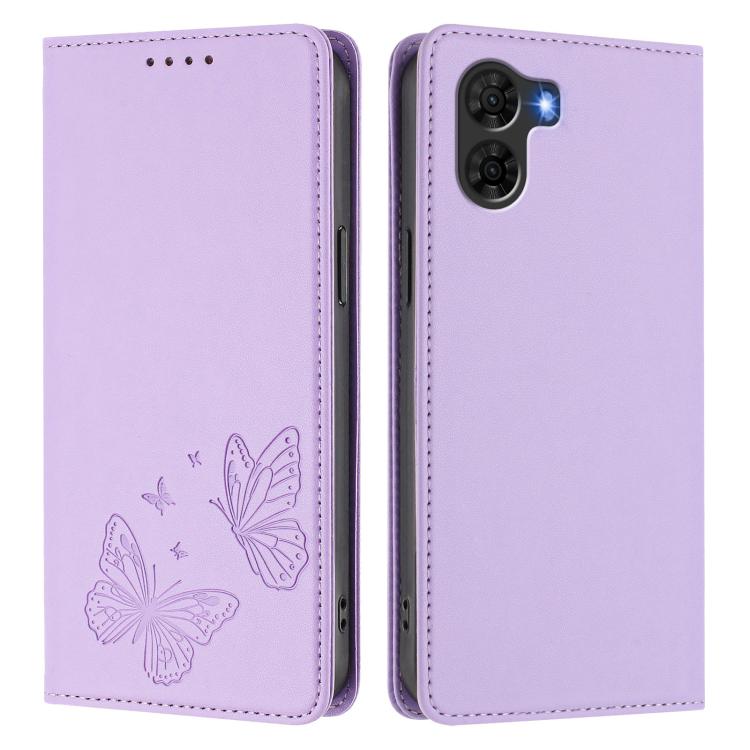 For ZTE nubia S2 A504ZT Strong Magnetic Dual Butterfly RFID Vegan Leather Phone Case
