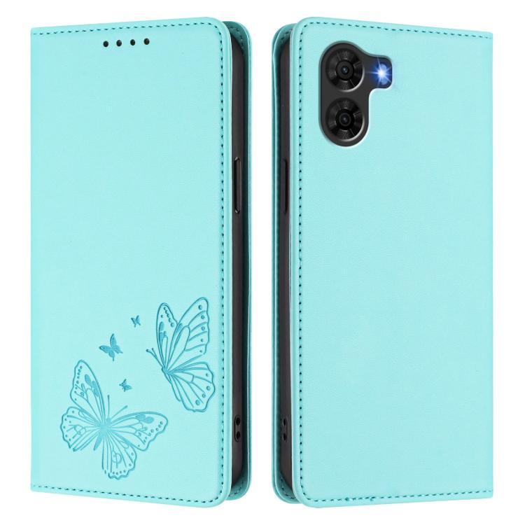 For ZTE nubia S2 A504ZT Strong Magnetic Dual Butterfly RFID Vegan Leather Phone Case