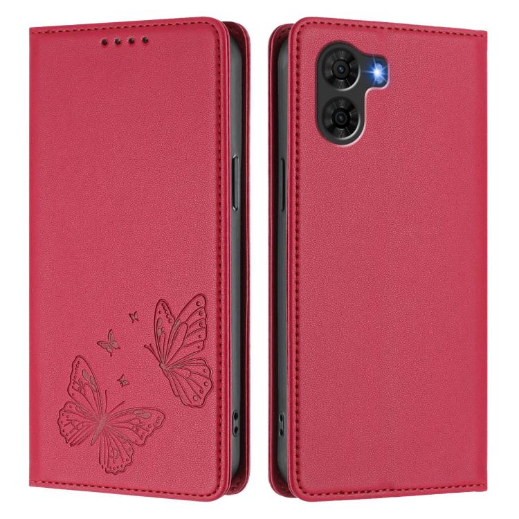 For ZTE nubia S2 A504ZT Strong Magnetic Dual Butterfly RFID Vegan Leather Phone Case