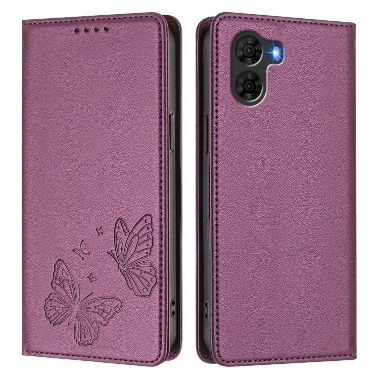 For ZTE nubia S2 A504ZT Strong Magnetic Dual Butterfly RFID Vegan Leather Phone Case