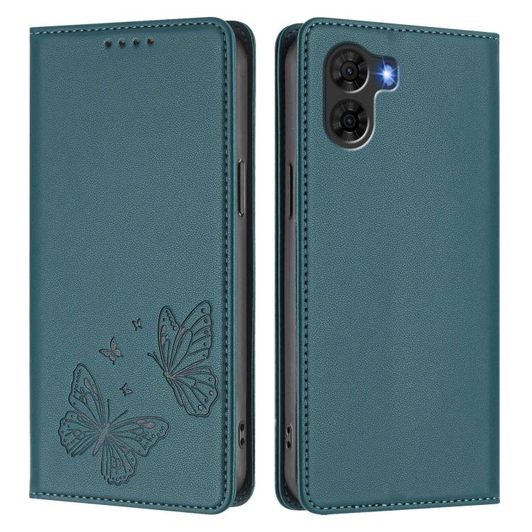 For ZTE nubia S2 A504ZT Strong Magnetic Dual Butterfly RFID Vegan Leather Phone Case