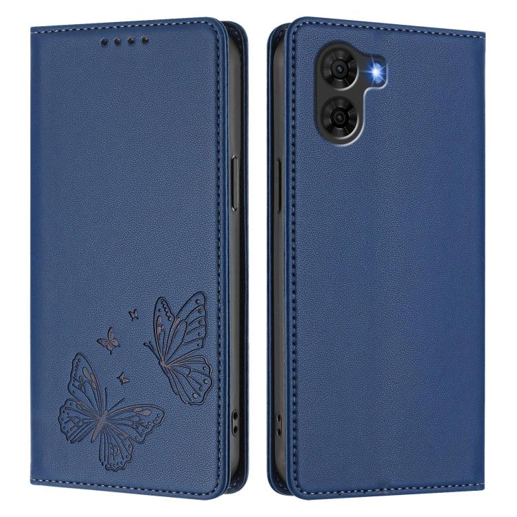 For ZTE nubia S2 A504ZT Strong Magnetic Dual Butterfly RFID Vegan Leather Phone Case