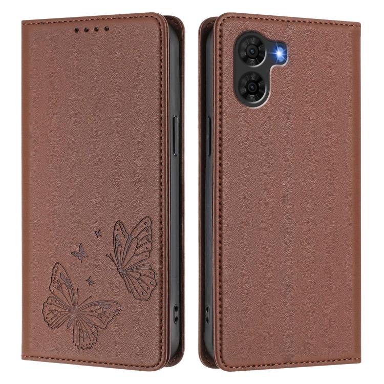 For ZTE nubia S2 A504ZT Strong Magnetic Dual Butterfly RFID Vegan Leather Phone Case