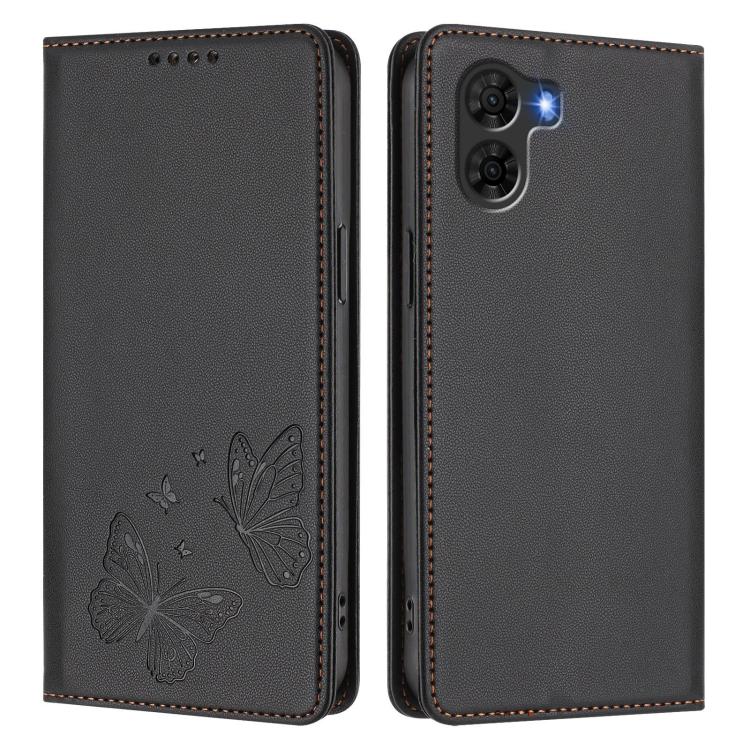 For ZTE nubia S2 A504ZT Strong Magnetic Dual Butterfly RFID Vegan Leather Phone Case