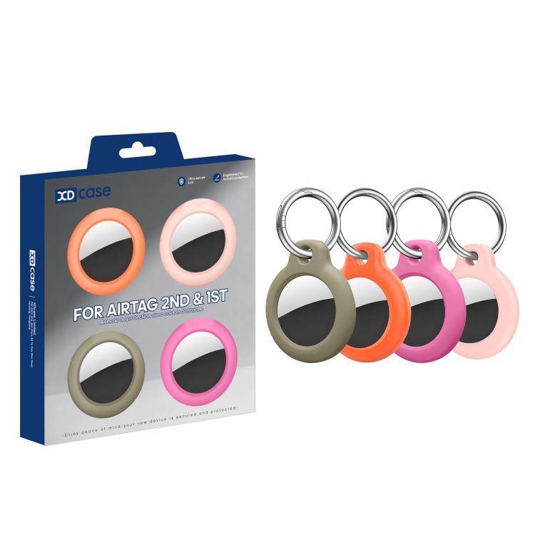 For AirTag 2nd Gen / 1st Gen XDcase 4pcs Solid Color Hard PC Protective Case with Key Ring