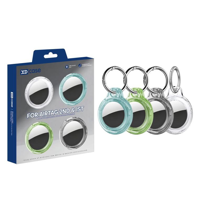 For AirTag 2nd Gen / 1st Gen XDcase 4pcs Translucent Hard PC Protective Case with Key Ring