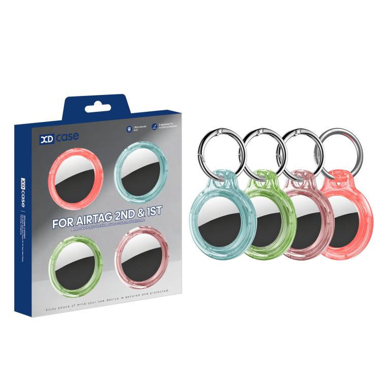For AirTag 2nd Gen / 1st Gen XDcase 4pcs Translucent Hard PC Protective Case with Key Ring