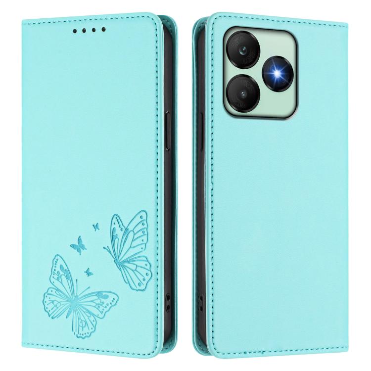 For Wiko T20 Strong Magnetic Dual Butterfly RFID Vegan Leather Phone Case