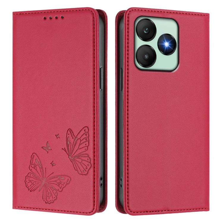 For Wiko T20 Strong Magnetic Dual Butterfly RFID Vegan Leather Phone Case