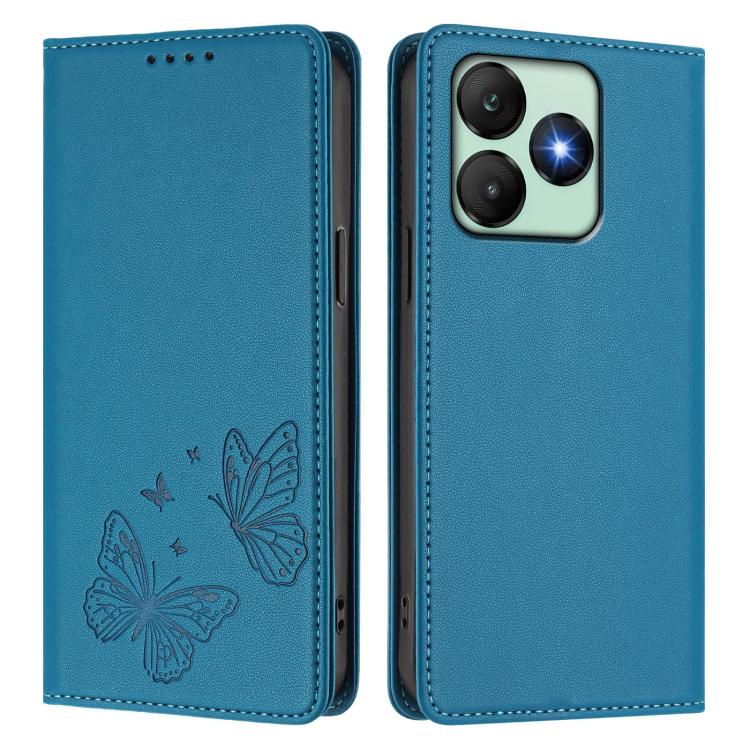 For Wiko T20 Strong Magnetic Dual Butterfly RFID Vegan Leather Phone Case