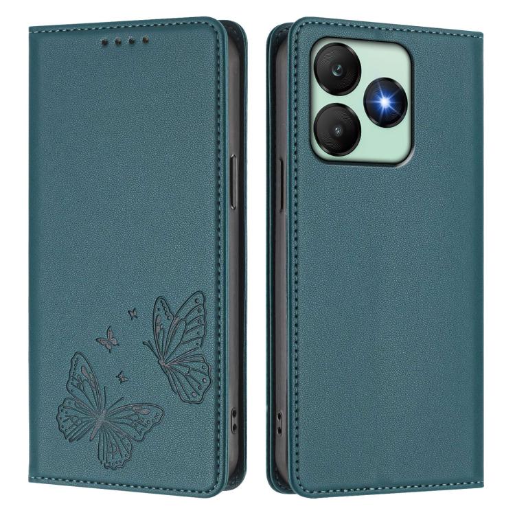 For Wiko T20 Strong Magnetic Dual Butterfly RFID Vegan Leather Phone Case
