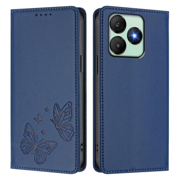 For Wiko T20 Strong Magnetic Dual Butterfly RFID Vegan Leather Phone Case