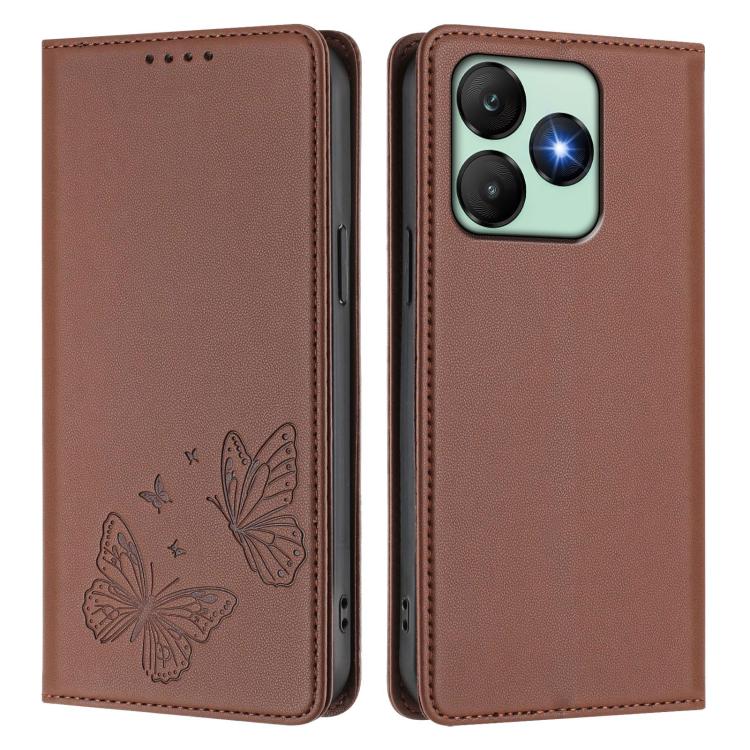 For Wiko T20 Strong Magnetic Dual Butterfly RFID Vegan Leather Phone Case