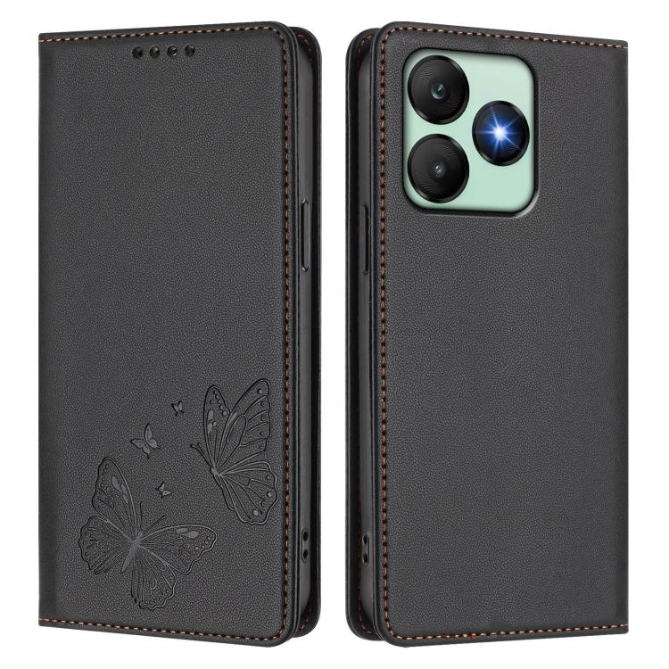 For Wiko T20 Strong Magnetic Dual Butterfly RFID Vegan Leather Phone Case