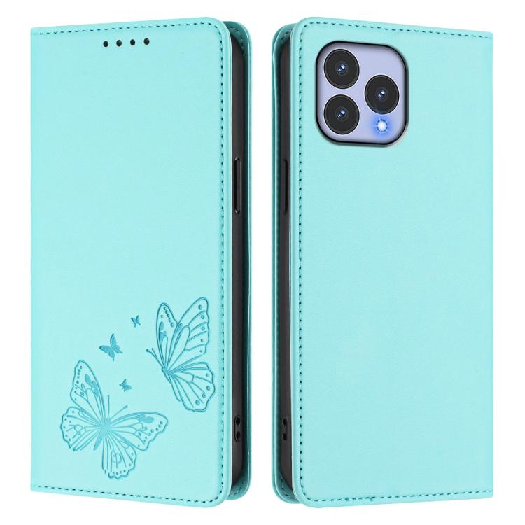 For Wiko T60 / Cubot P80 Strong Magnetic Dual Butterfly RFID Vegan Leather Phone Case