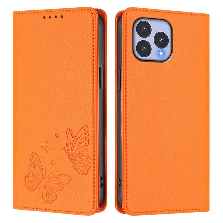 For Wiko T60 / Cubot P80 Strong Magnetic Dual Butterfly RFID Vegan Leather Phone Case