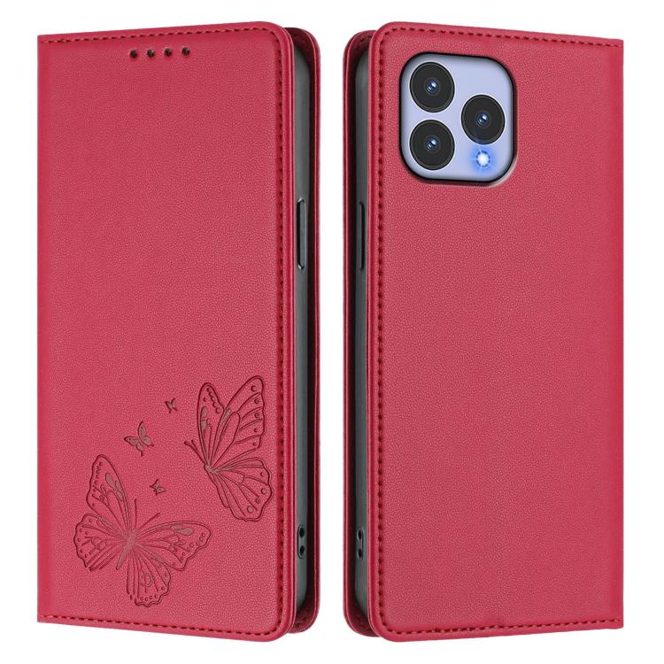 For Wiko T60 / Cubot P80 Strong Magnetic Dual Butterfly RFID Vegan Leather Phone Case