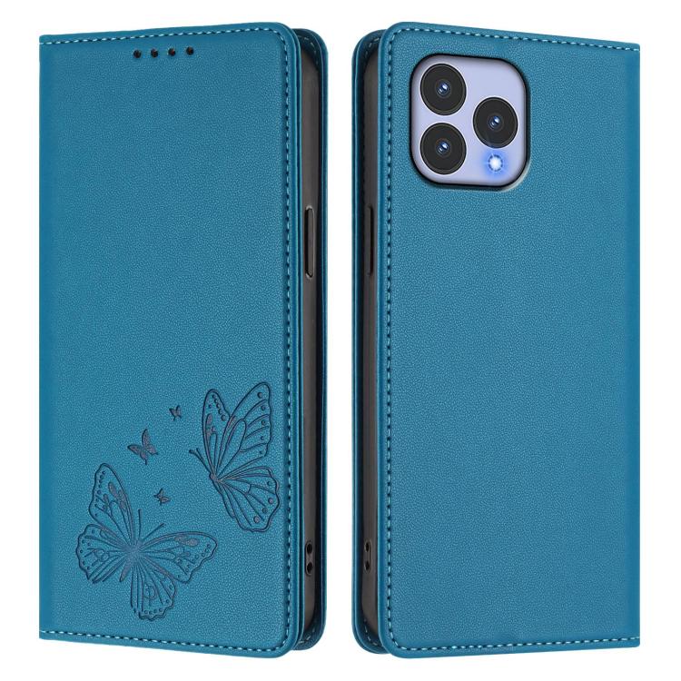 For Wiko T60 / Cubot P80 Strong Magnetic Dual Butterfly RFID Vegan Leather Phone Case
