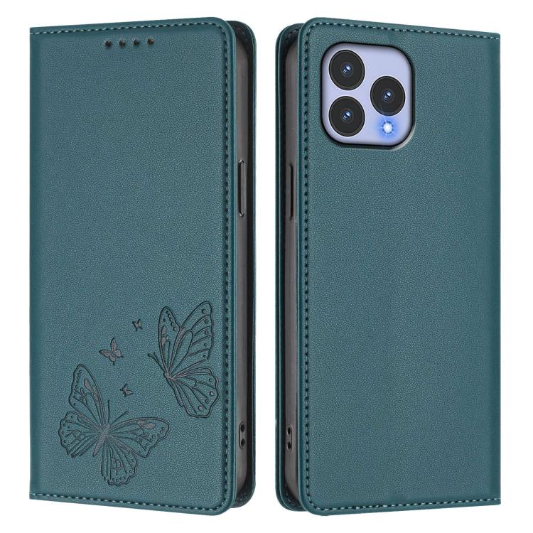 For Wiko T60 / Cubot P80 Strong Magnetic Dual Butterfly RFID Vegan Leather Phone Case