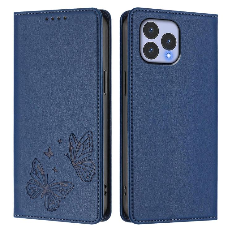 For Wiko T60 / Cubot P80 Strong Magnetic Dual Butterfly RFID Vegan Leather Phone Case