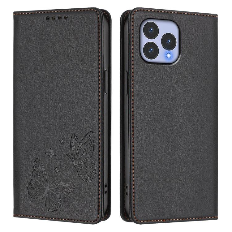For Wiko T60 / Cubot P80 Strong Magnetic Dual Butterfly RFID Vegan Leather Phone Case
