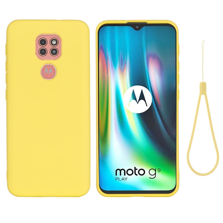 For Motorola Moto G9 Play Pure Color Liquid Silicone Shockproof Full Coverage Case