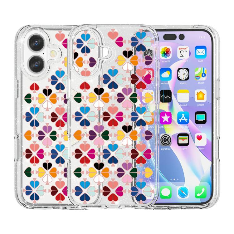 For iPhone 17 Glittering Crystal Red Heart Pattern Magnetic Phone Case