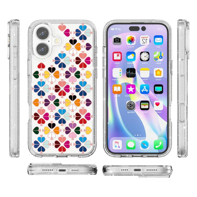 For iPhone 17 Glittering Crystal Red Heart Pattern Magnetic Phone Case