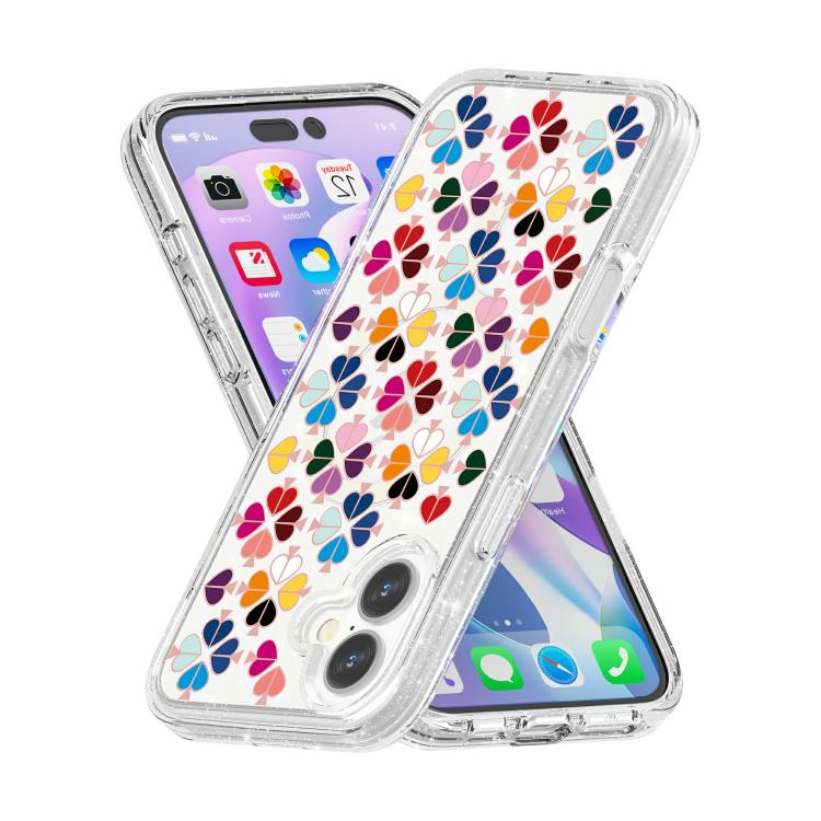 For iPhone 17 Glittering Crystal Red Heart Pattern Magnetic Phone Case