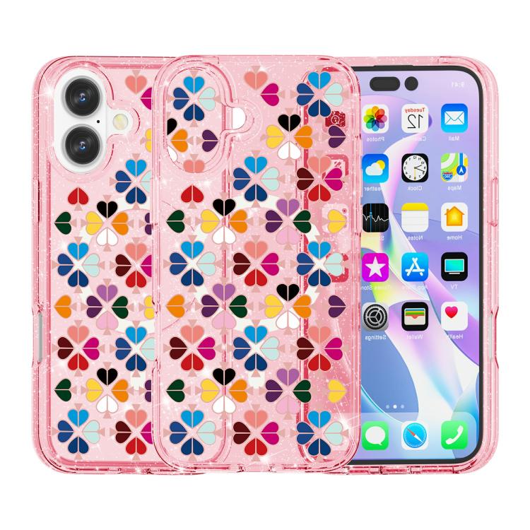 For iPhone 17 Glittering Crystal Red Heart Pattern Magnetic Phone Case
