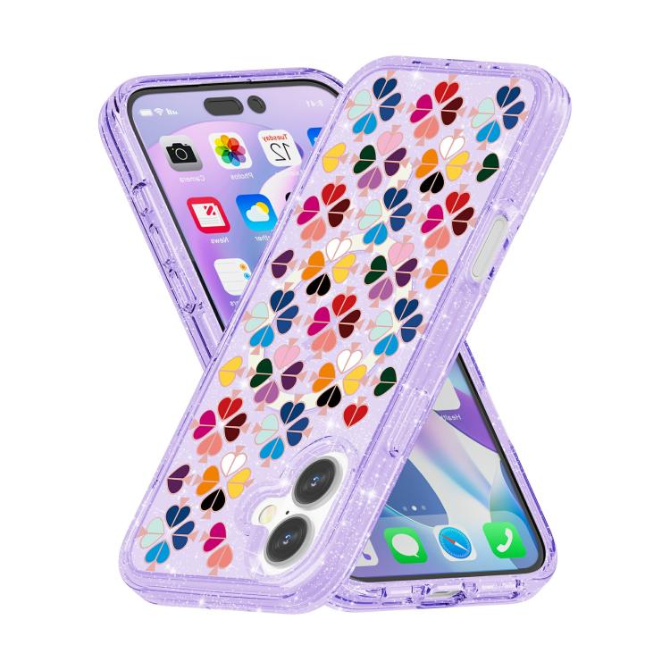 For iPhone 17 Glittering Crystal Red Heart Pattern Magnetic Phone Case