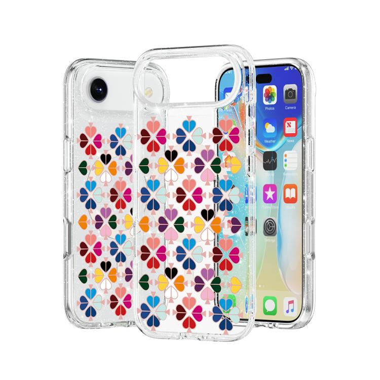 For iPhone Air Glittering Crystal Red Heart Pattern Magnetic Phone Case