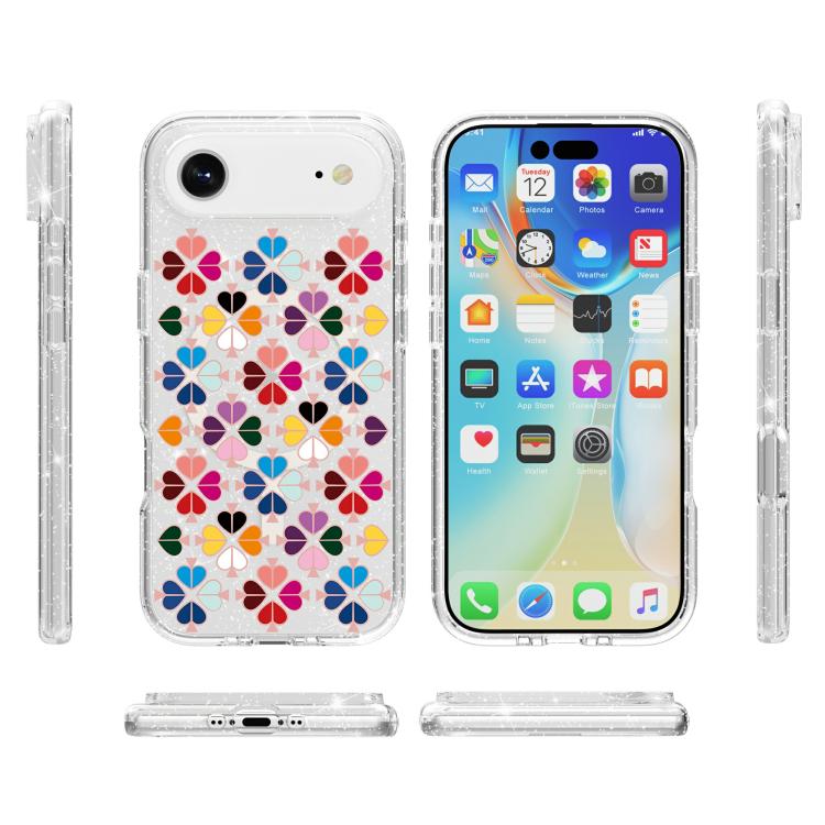 For iPhone Air Glittering Crystal Red Heart Pattern Magnetic Phone Case