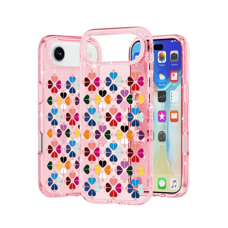 For iPhone Air Glittering Crystal Red Heart Pattern Magnetic Phone Case