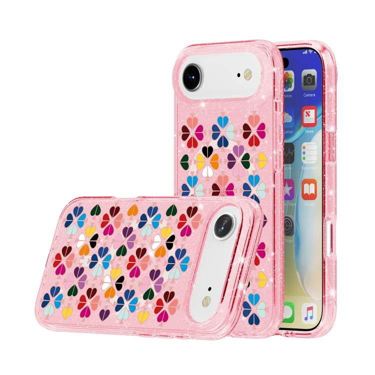 For iPhone Air Glittering Crystal Red Heart Pattern Magnetic Phone Case