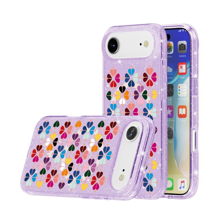 For iPhone Air Glittering Crystal Red Heart Pattern Magnetic Phone Case