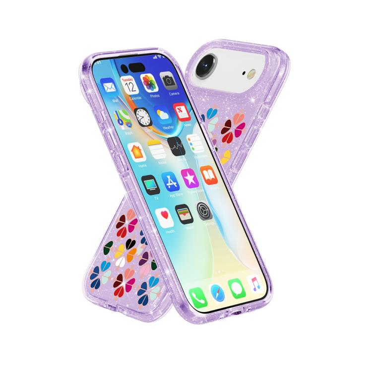 For iPhone Air Glittering Crystal Red Heart Pattern Magnetic Phone Case