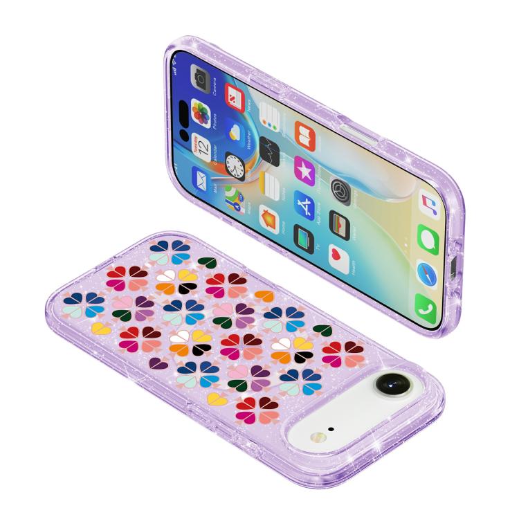 For iPhone Air Glittering Crystal Red Heart Pattern Magnetic Phone Case