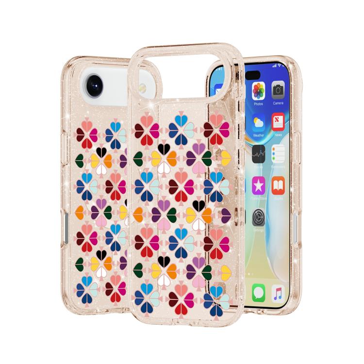 For iPhone Air Glittering Crystal Red Heart Pattern Magnetic Phone Case