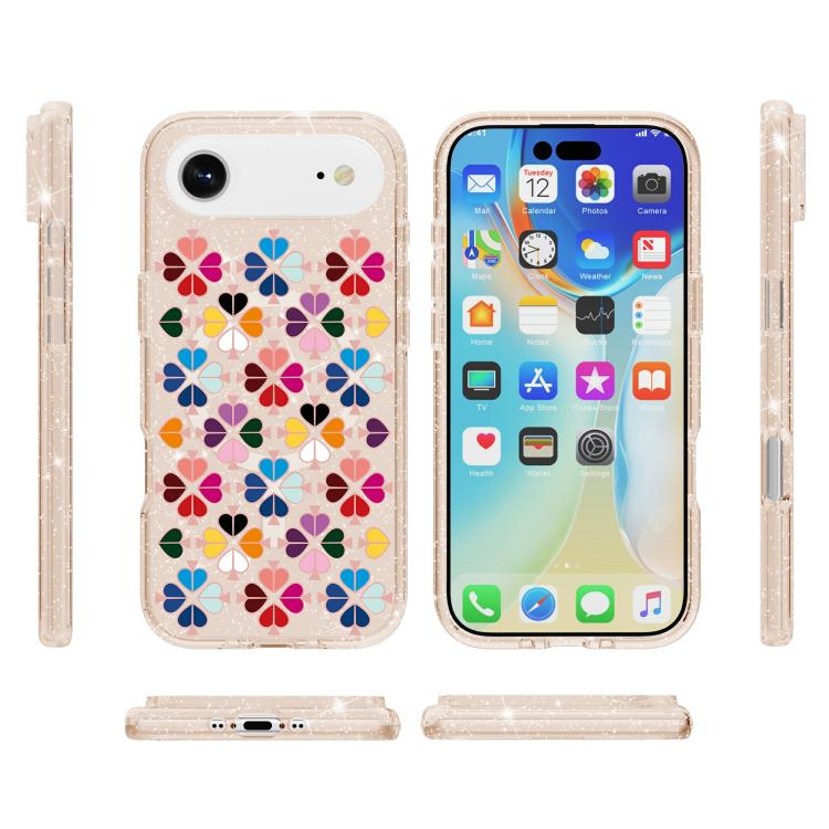 For iPhone Air Glittering Crystal Red Heart Pattern Magnetic Phone Case