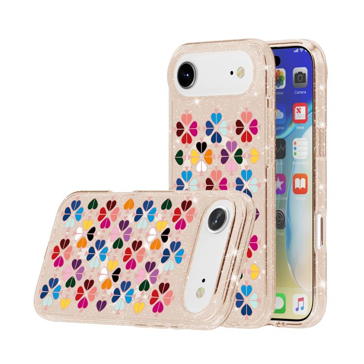 For iPhone Air Glittering Crystal Red Heart Pattern Magnetic Phone Case