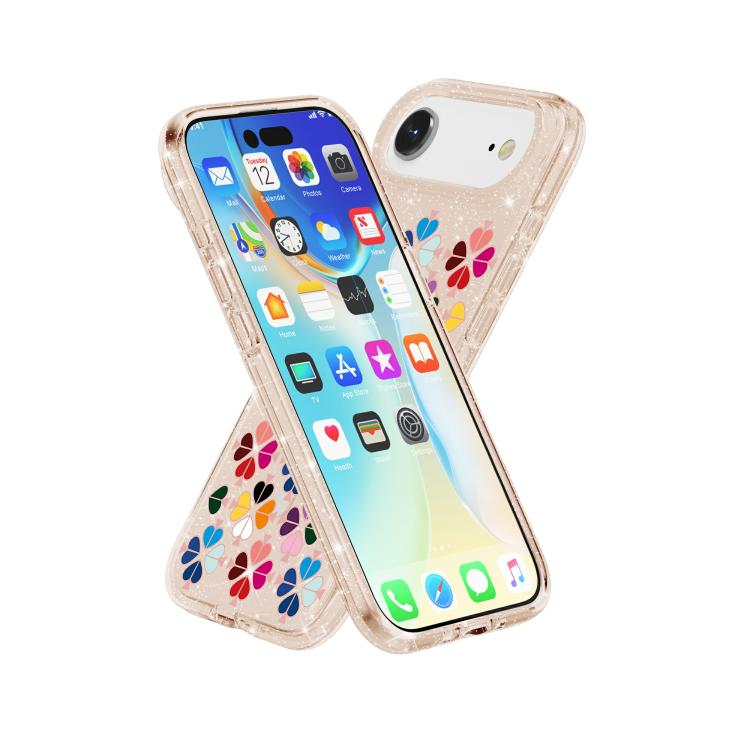 For iPhone Air Glittering Crystal Red Heart Pattern Magnetic Phone Case